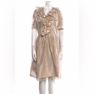 Chloe vintage silk drop waist dress ruffle front front buttons
